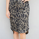 Brown Large Cheetah Print Tie Waist Weekend Skirt