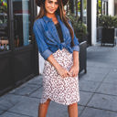 Cream Brown XL Cheetah Print Tie Waist Weekend Skirt