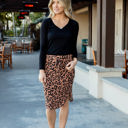 Brown 1X Leopard Print Weekend Skirt