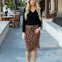 Brown Large Leopard Print Weekend Skirt