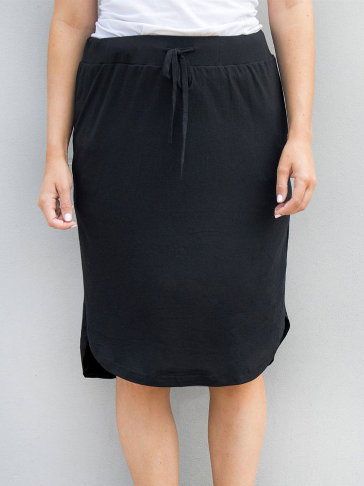 Solid Tie Waist Weekend Skirt