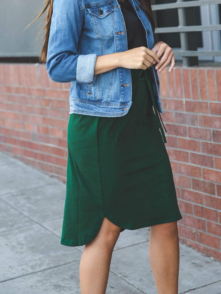 Solid Tie Waist Weekend Skirt