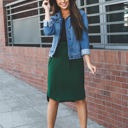 Green 1X Solid Tie Waist Weekend Skirt