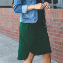 Green Large Solid Tie Waist Weekend Skirt