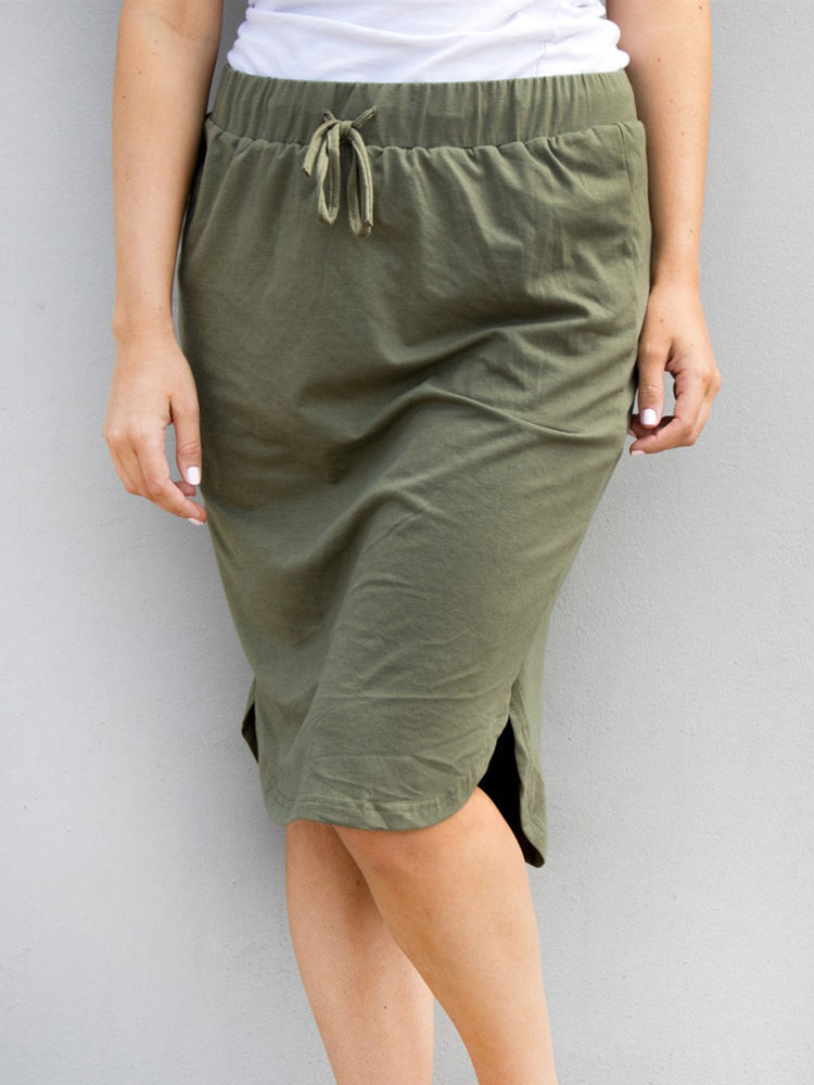 Solid Tie Waist Weekend Skirt