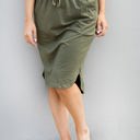 Olive Large Solid Tie Waist Weekend Skirt