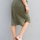 Olive Large Solid Tie Waist Weekend Skirt