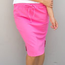 Pink Large Solid Tie Waist Weekend Skirt