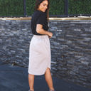 Tan 1X Solid Tie Waist Weekend Skirt