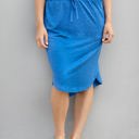 Blue 1X Colorful Tie Waist Weekend Skirt