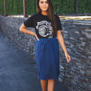 Navy Small Colorful Tie Waist Weekend Skirt