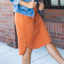 Orange 1X Colorful Tie Waist Weekend Skirt