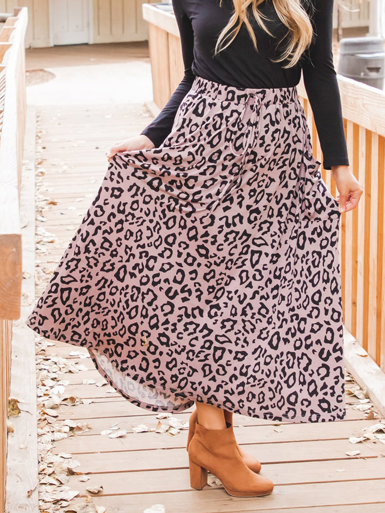 Animal Print Olive Pocket Skirt