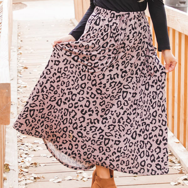 Animal Print Olive Pocket Skirt