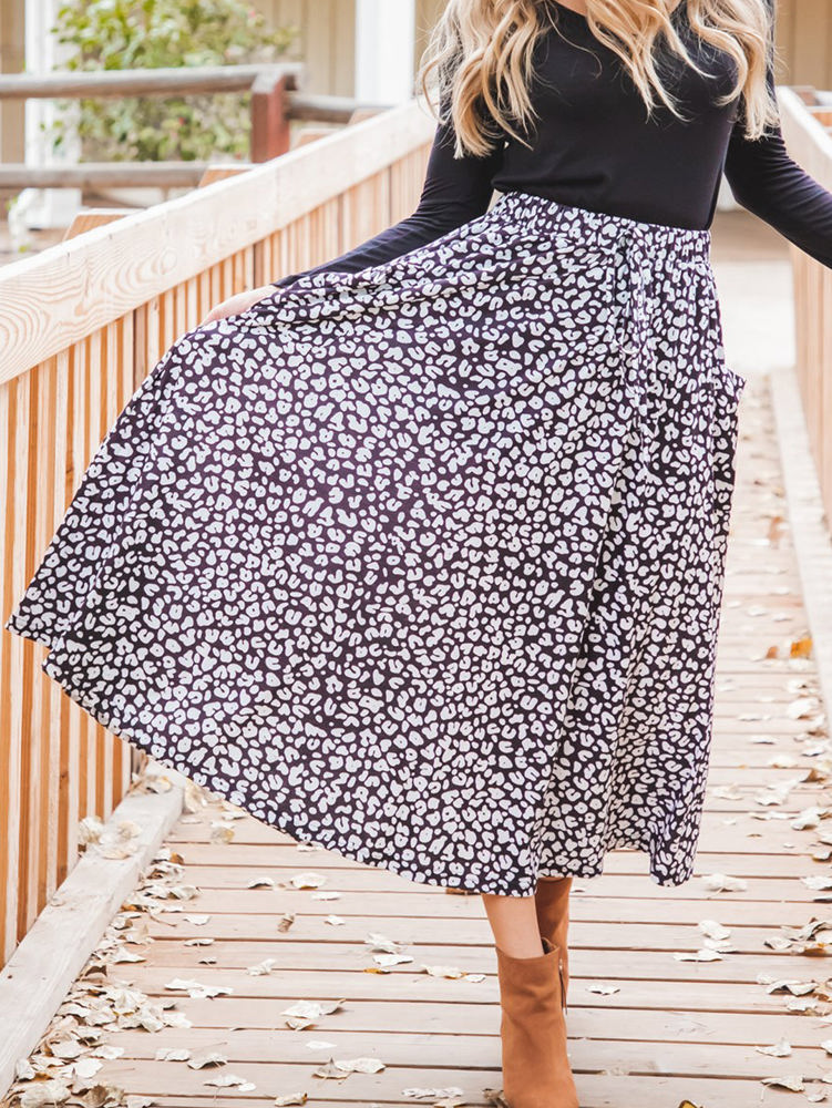 Animal Print Olive Pocket Skirt