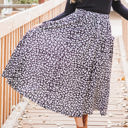 Black Leopard Large Animal Print Olive Pocket Skirt