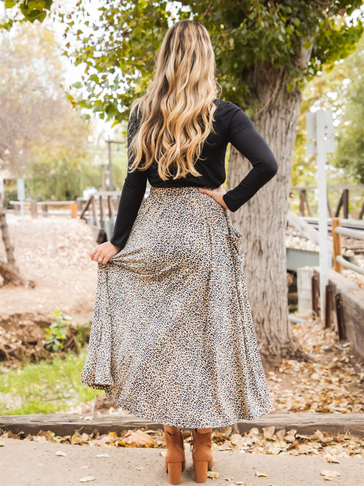 Animal Print Olive Pocket Skirt