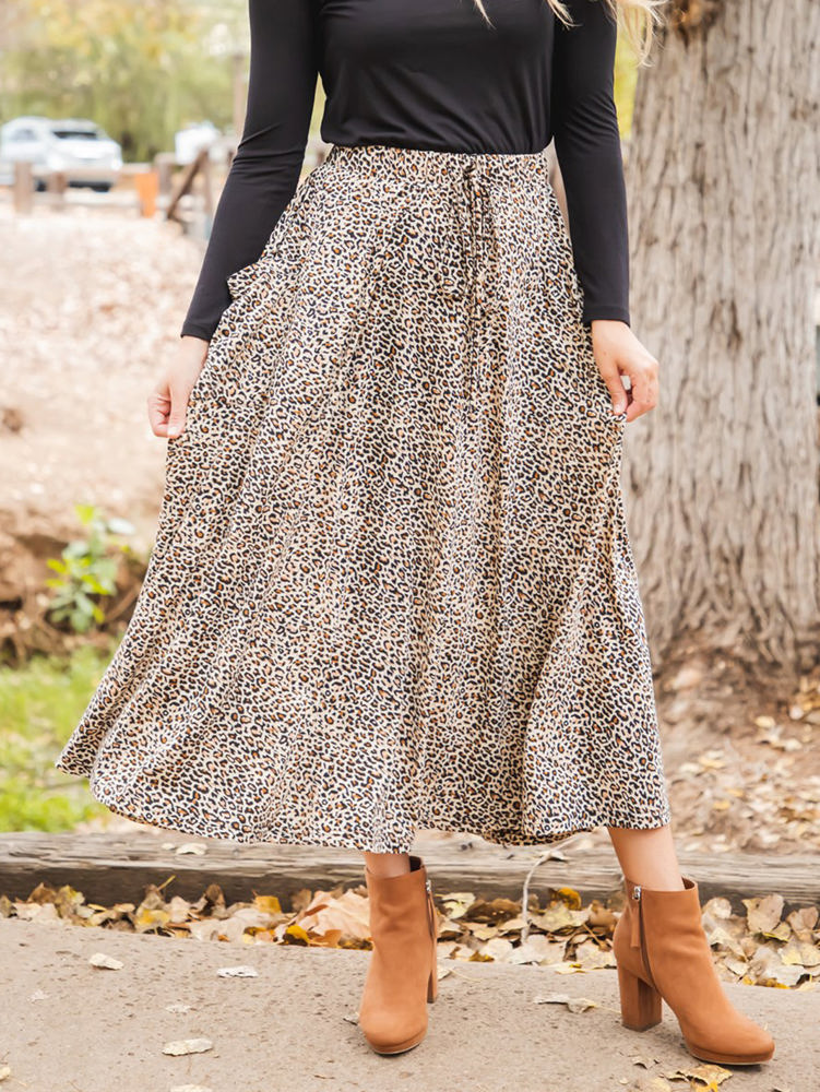 Animal Print Olive Pocket Skirt