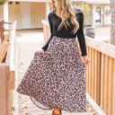 Taupe Leopard Large Animal Print Olive Pocket Skirt