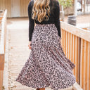 Taupe Leopard Large Animal Print Olive Pocket Skirt