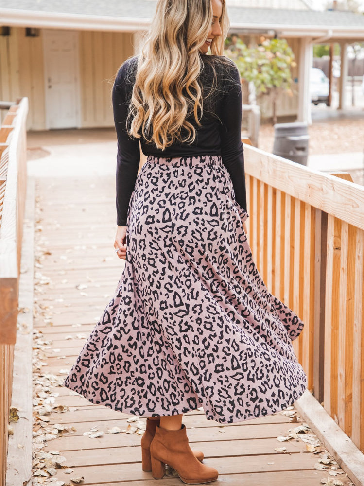 Animal Print Olive Pocket Skirt