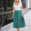 Green Dot Large Dot Patterned Olive Pocket Skirt