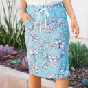 Blue Floral Large Patterned Knee Length Pocket Alexis Skirt