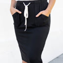 Black Large Knee Length Pocket Alexis Skirt