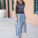 Blue Large Indigo Side Slit Maxi Skirt