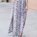 Taupe Gray Large Indigo Side Slit Maxi Skirt