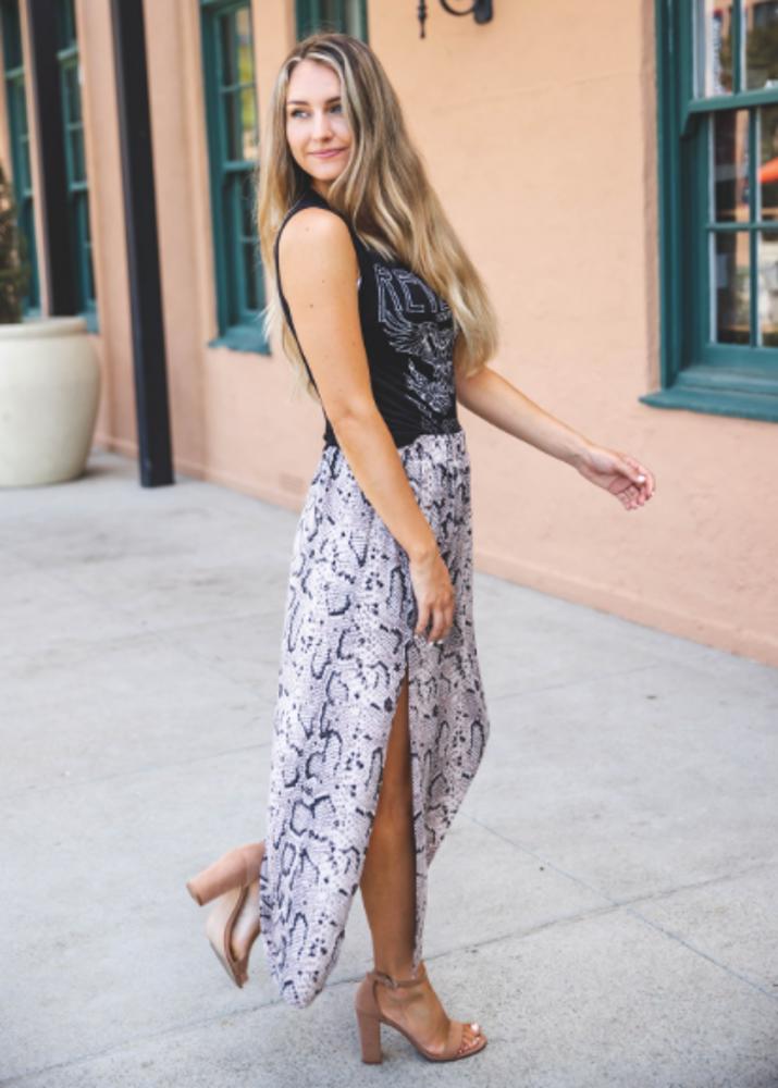 Indigo Side Slit Maxi Skirt