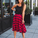 Red Large Plaid Print Laura Skirt