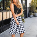 White Large Plaid Print Laura Skirt