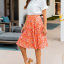 Orange Floral Large Patterned Laura Skirt