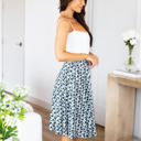 White Large Floral Silhouette Laura Skirt