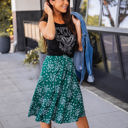 Green Large Floral Print Laura Skirt