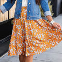 Orange Medium Floral Print Laura Skirt