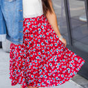 Red Blue Large Floral Print Laura Skirt