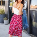 Red Blue Large Floral Print Laura Skirt