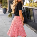 Red Orange Large Floral Print Laura Skirt