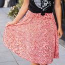 Red Orange Medium Floral Print Laura Skirt