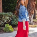 Red Large Midi Length Sonny Pencil Skirt