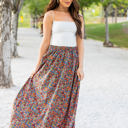 Blue Large Lovely Floral Maxi Skirt