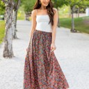 Blue Large Lovely Floral Maxi Skirt