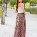 Blue Large Lovely Floral Maxi Skirt