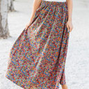 Blue Small Lovely Floral Maxi Skirt