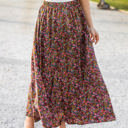 Black Large Lovely Floral Maxi Skirt