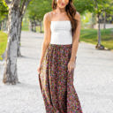 Black Large Lovely Floral Maxi Skirt