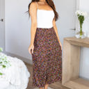 Black Large Floral Reed Pleated Skirt