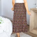 Black Large Floral Reed Pleated Skirt